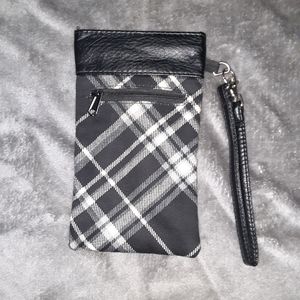 Thirty one black & white case with black handle one zip pocket 7.5" x 4.5"